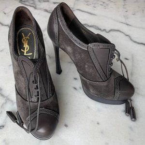 Yves Saint Laurent Lace Up Oxford Ankle Boots